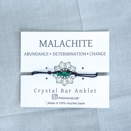 MALACHITE - Crystal Bar Anklet - Adjustable