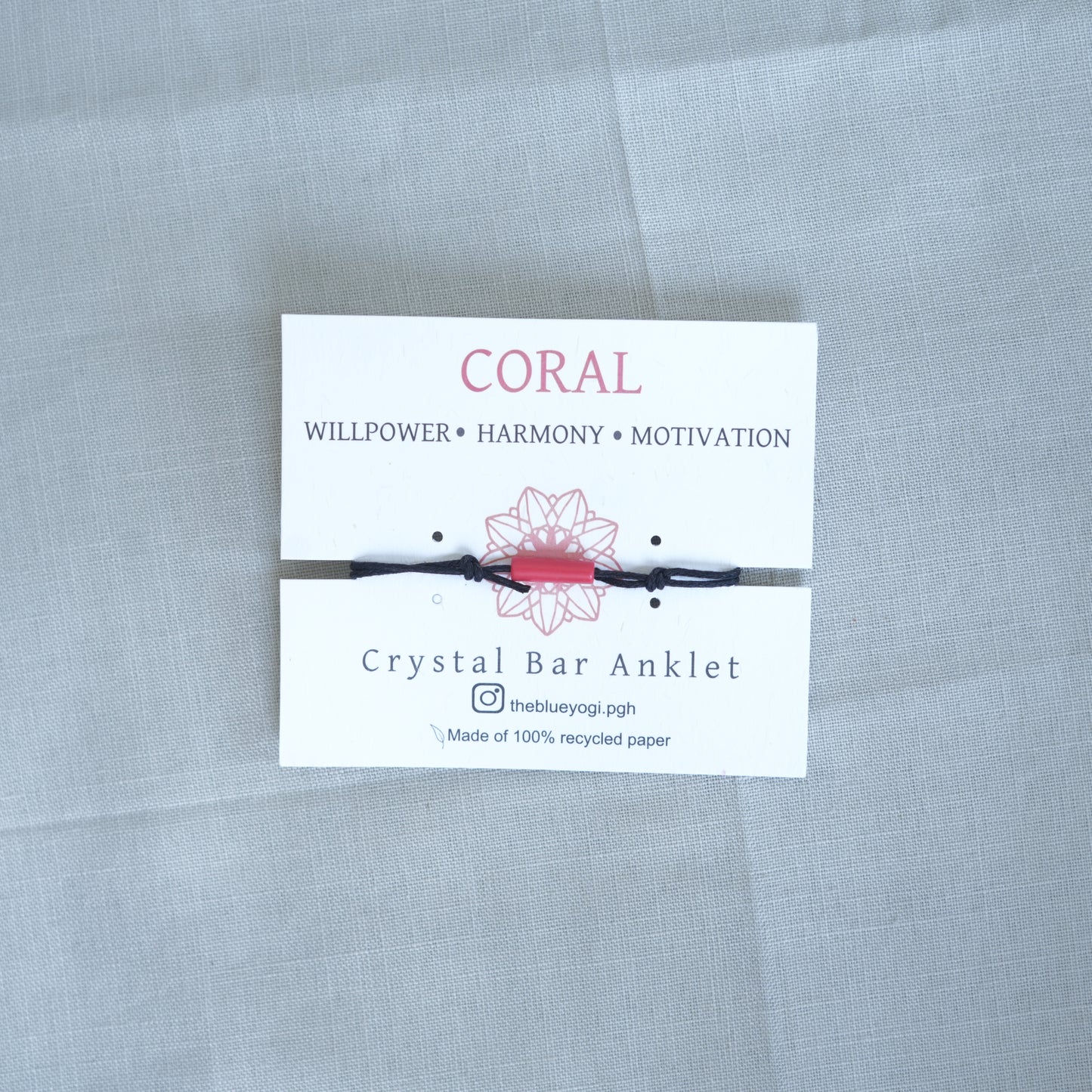 Coral - Crystal Bar Anklet - Adjustable