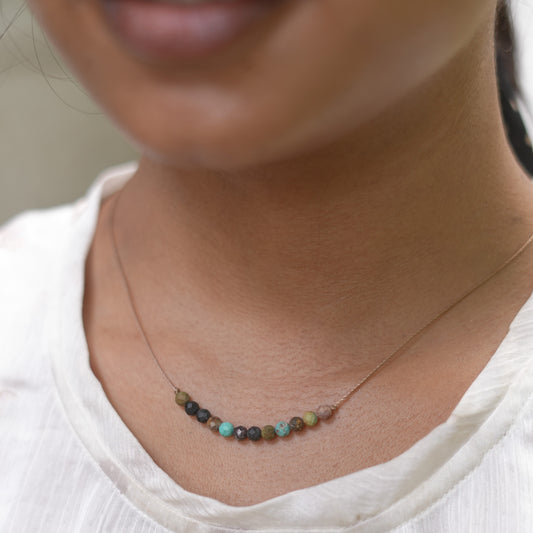 Dainty African Turquoise and Sterling silver Necklace - December Birthstone