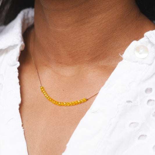 Dainty Citrine and Sterling silver Necklace - November Birthstone
