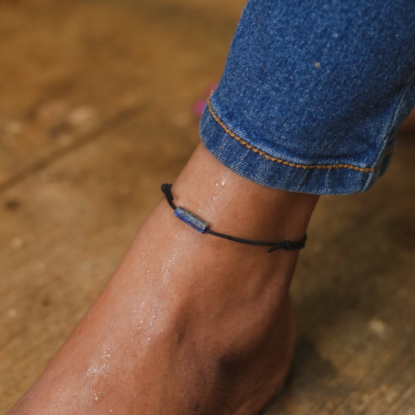 Lapis Lazuli - Crystal Bar Anklet - Adjustable