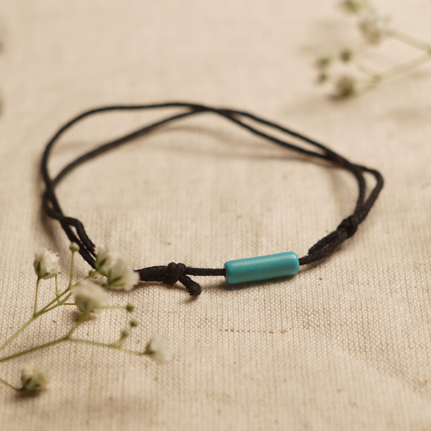 Turquoise - Crystal Bar Anklet - Adjustable