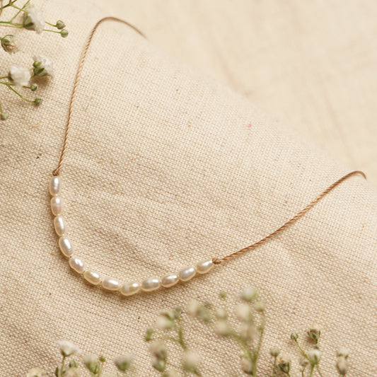 Dainty Pearl and Sterling silver Necklace - June Birthstone