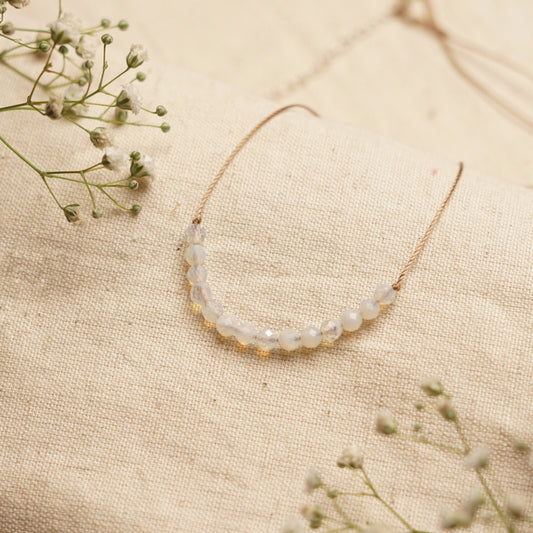 Dainty Opalite and Sterling silver Necklace - October Birthstone