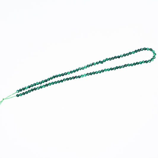 Natural Malachite - 4mm Faceted Gemstone strand - Grade AAA