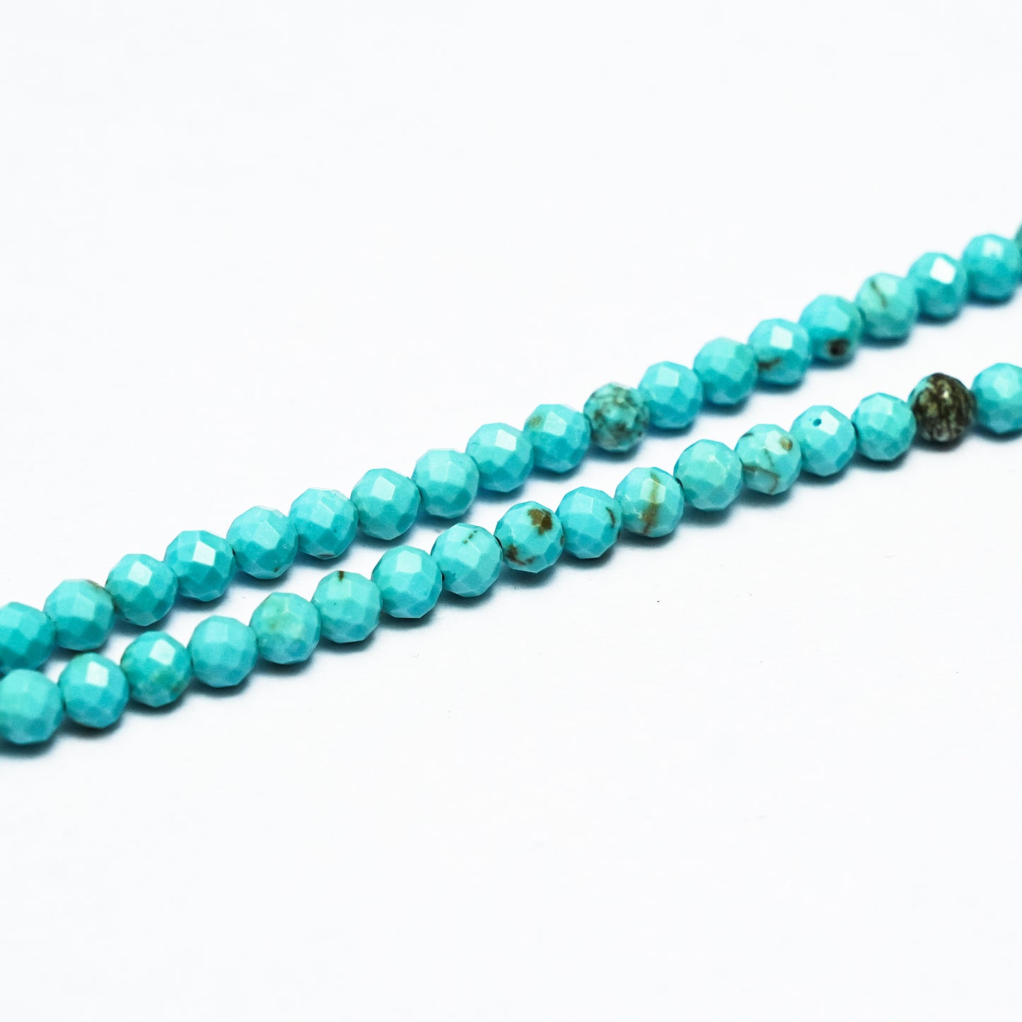 Natural Blue Turquoise - 4mm Faceted Gemstone beads - Grade AAA