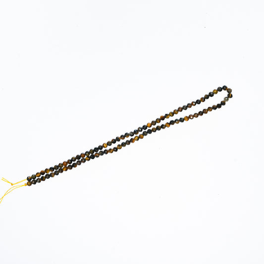 Natural Tigers eye - 4mm Faceted Gemstone strand- Grade AAA