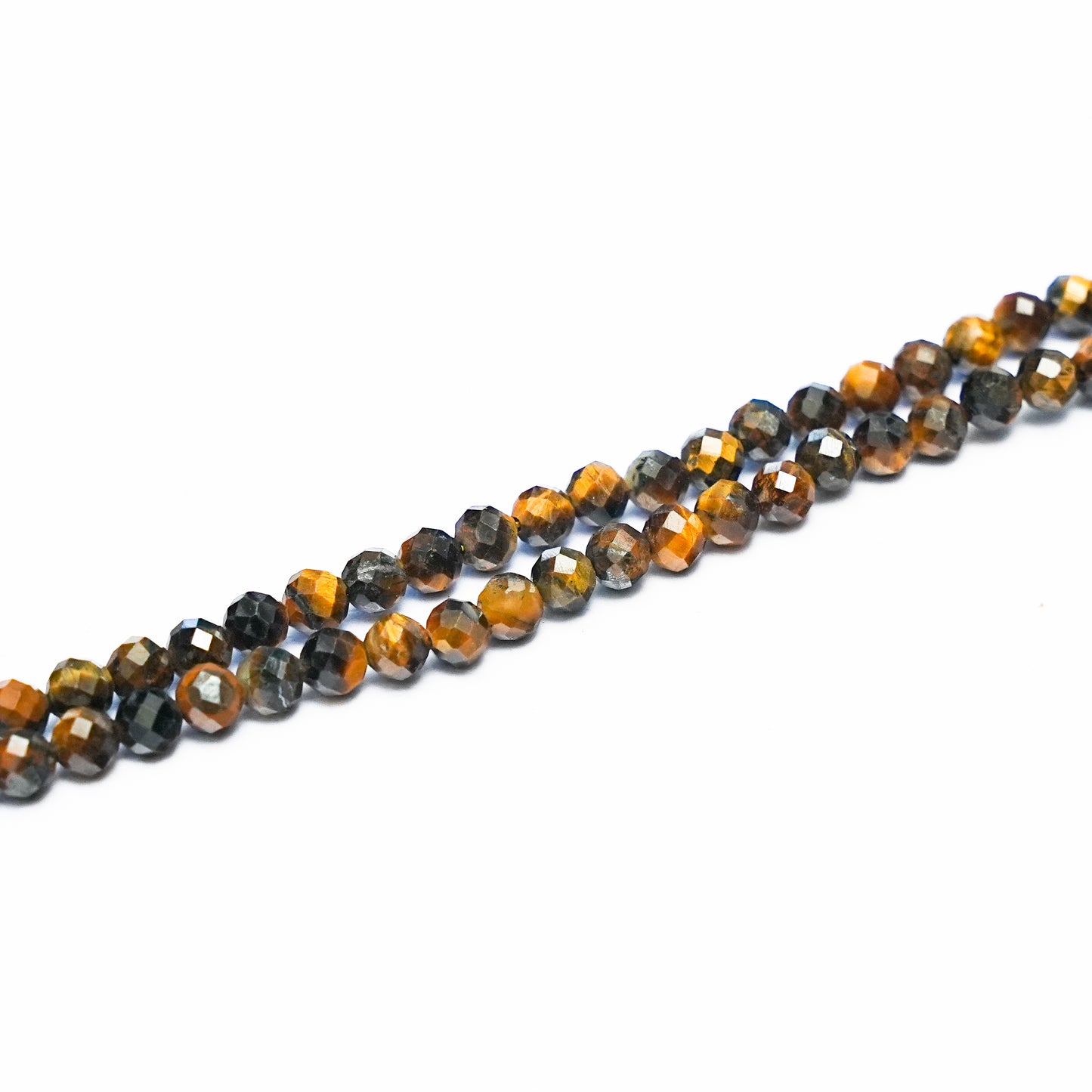 Natural Tigers eye - 4mm Faceted Gemstone strand- Grade AAA