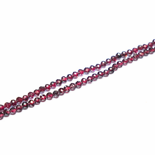Natural Garnet - 4mm Faceted Gemstone strand- Grade AAA