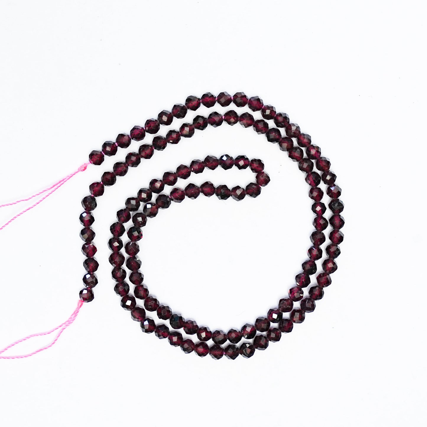 Natural Garnet - 4mm Faceted Gemstone strand- Grade AAA