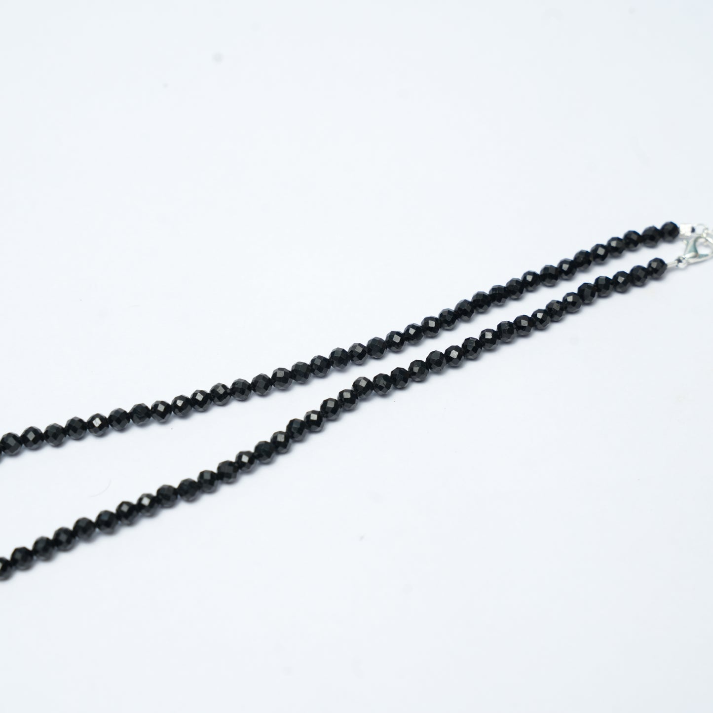 Dainty Faceted Black Tourmaline Necklace - 4mm Natural Gemstones & Sterling Silver Clasp