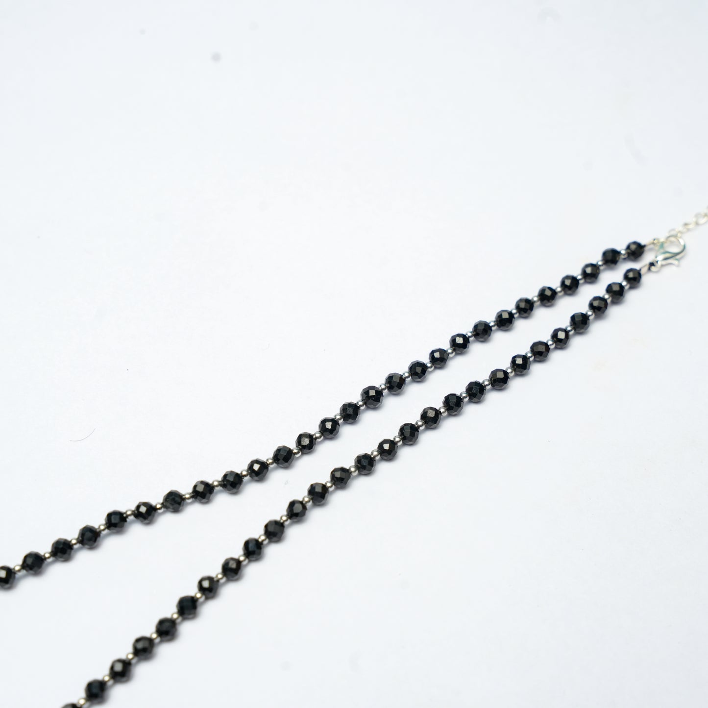 Dainty Faceted Black Tourmaline Necklace - 4mm Natural Gemstones & Sterling Silver Clasp