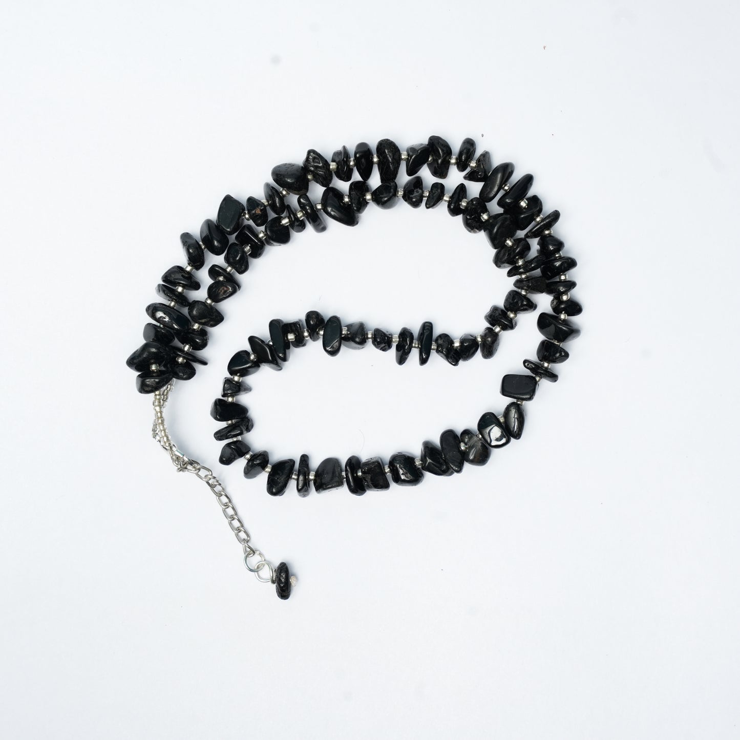 Black Tourmaline Chip bead Necklace - adjustable length