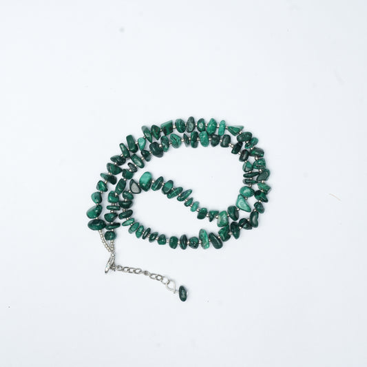 Natural Malachite Chip bead Necklace - adjustable length
