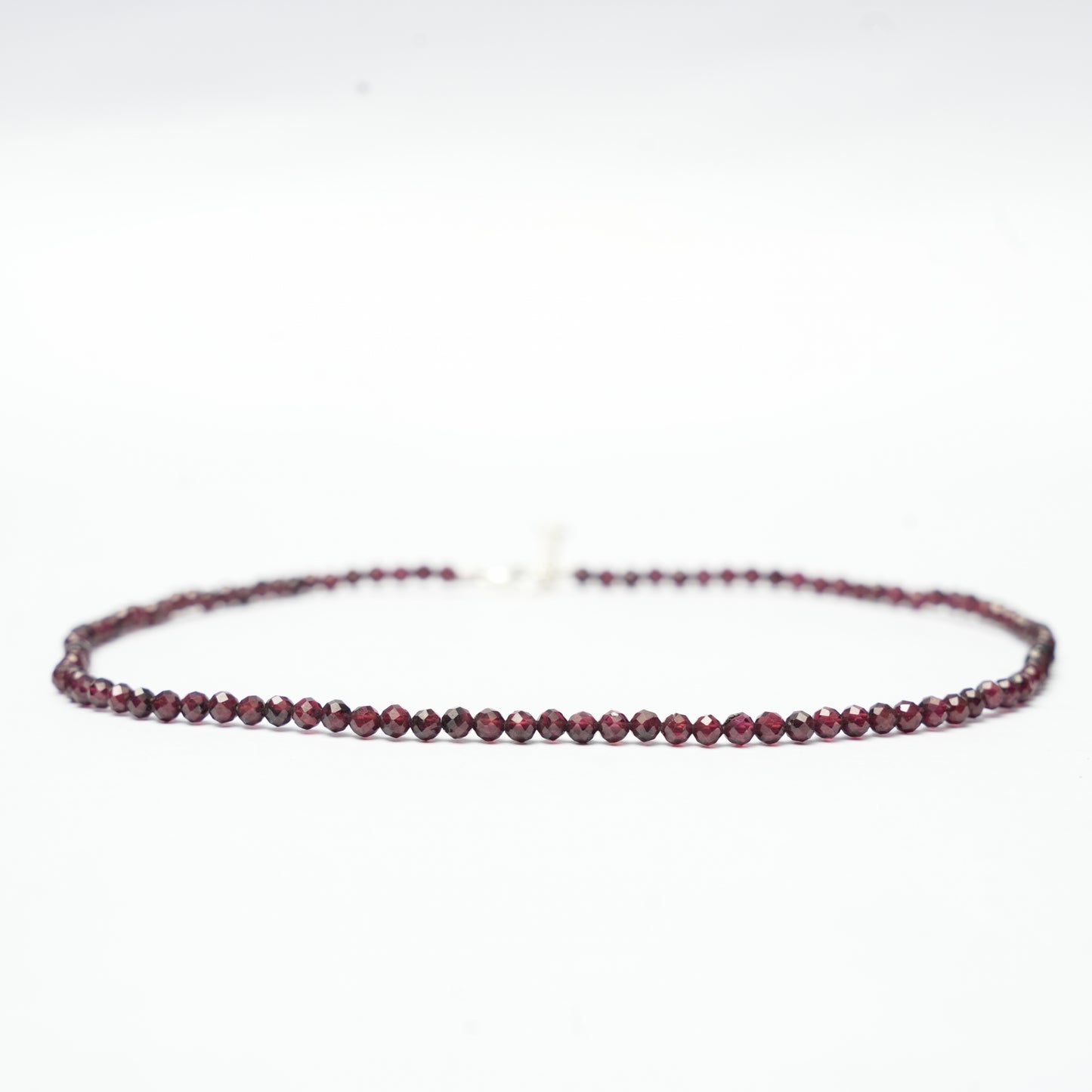 Dainty Faceted Garnet Necklace - 4mm Natural Gemstones & Sterling Silver Clasp