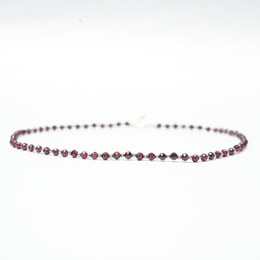 Dainty Faceted Garnet Necklace - 4mm Natural Gemstones & Sterling Silver Clasp