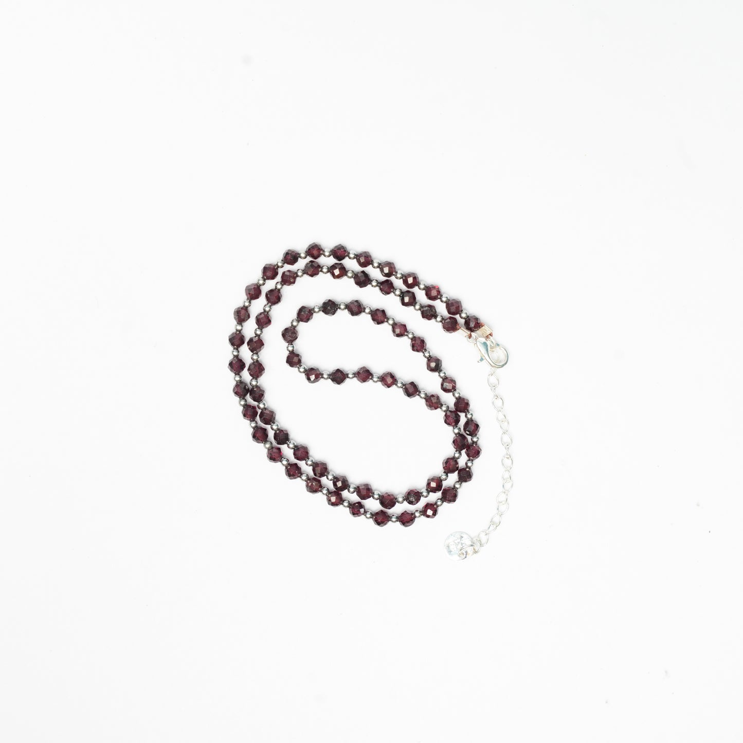 Dainty Faceted Garnet Necklace - 4mm Natural Gemstones & Sterling Silver Clasp