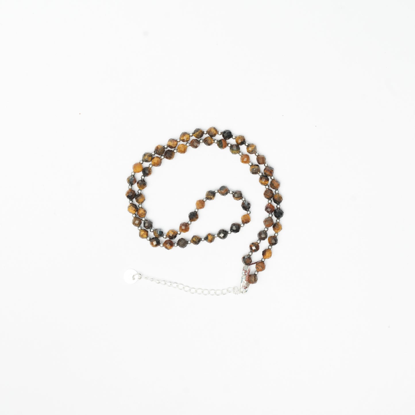 Dainty Faceted Tiger's Eye Necklace - 4mm Natural Gemstones & Sterling Silver Clasp