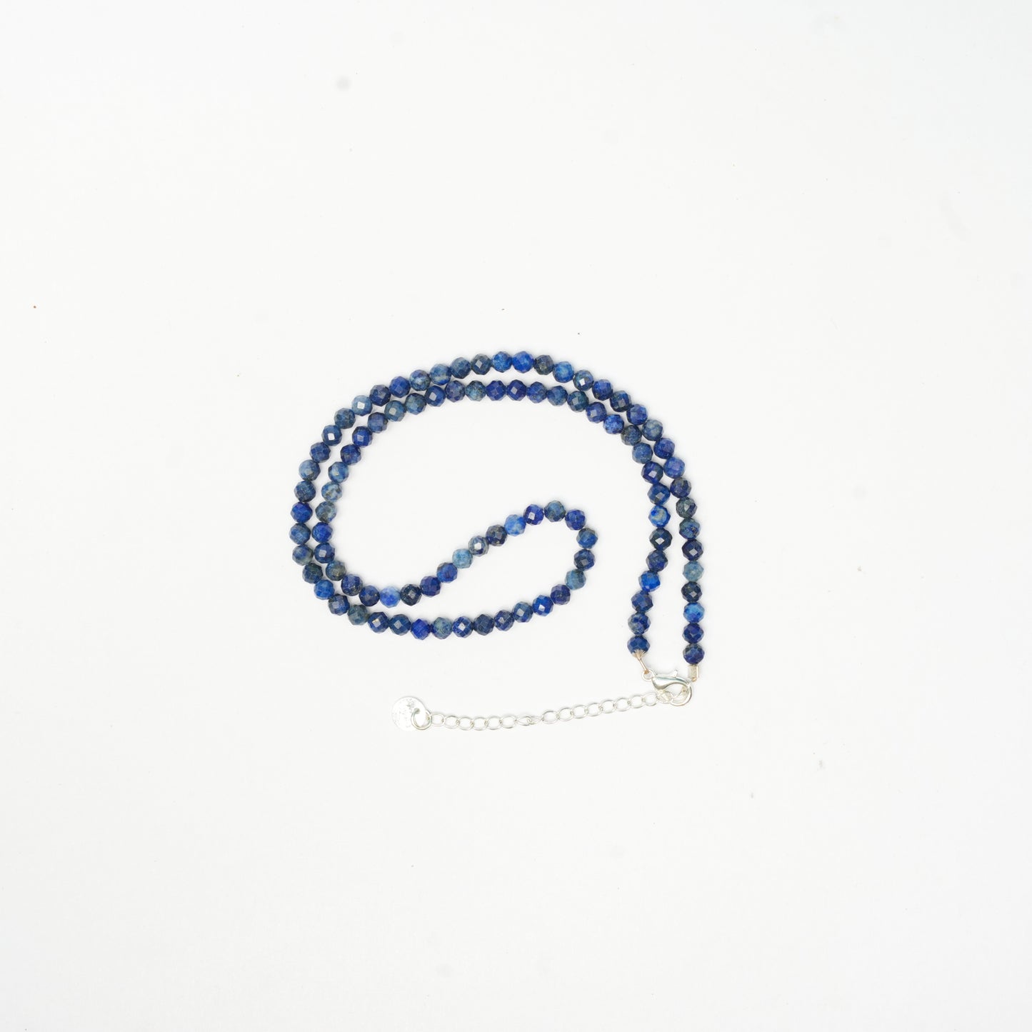 Dainty Faceted Lapis Lazuli Necklace - 4mm Natural Gemstones & Sterling Silver Clasp (Copy)