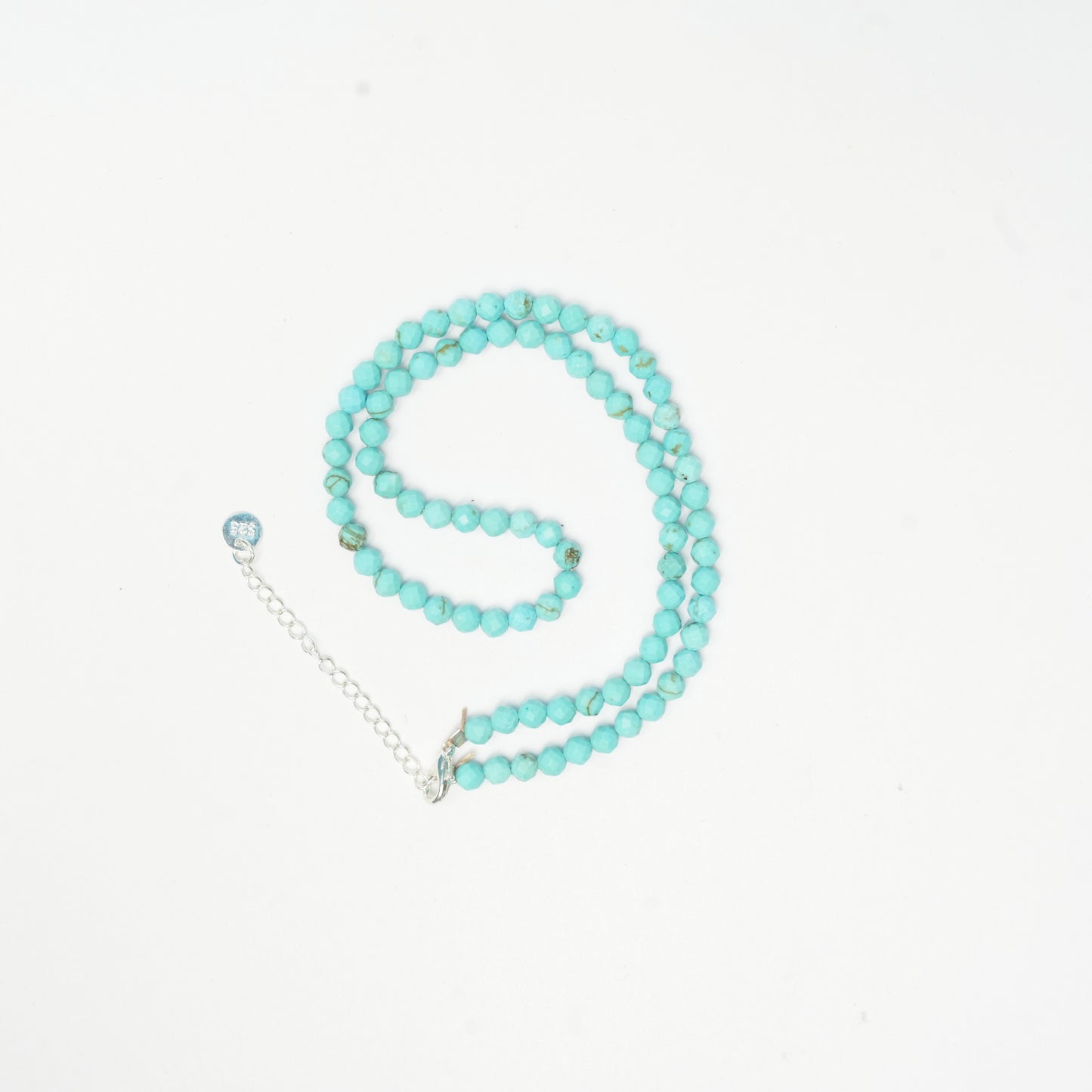 Dainty Faceted Turquoise Necklace - 4mm Natural Gemstones & Sterling Silver Clasp
