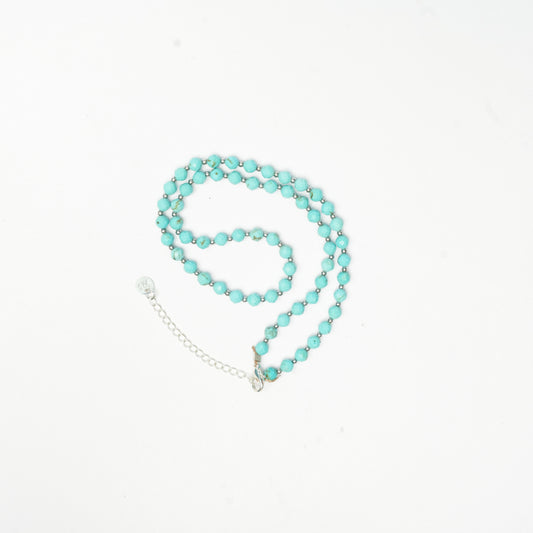 Dainty Faceted Turquoise Necklace - 4mm Natural Gemstones & Sterling Silver Clasp