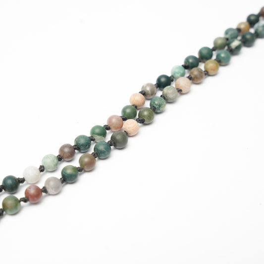 108 Matte Indian Agate and Rosewood Diffuser Mala - 6mm beads