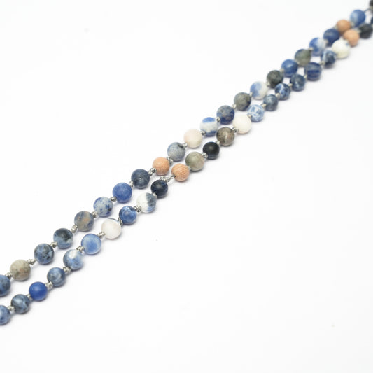 108 Matte Sodalite and Rosewood Diffuser Mala - 6mm beads