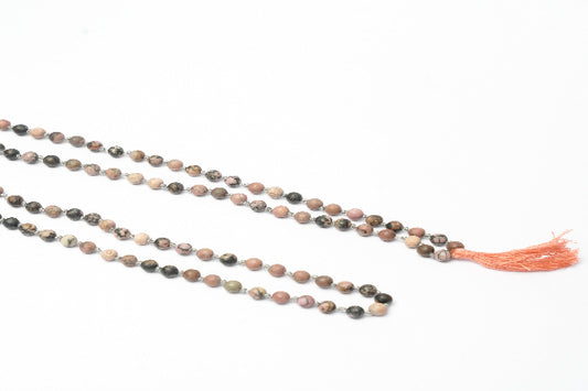 108 Matte Rhodonite and Rosewood Diffuser Mala - 6mm beads