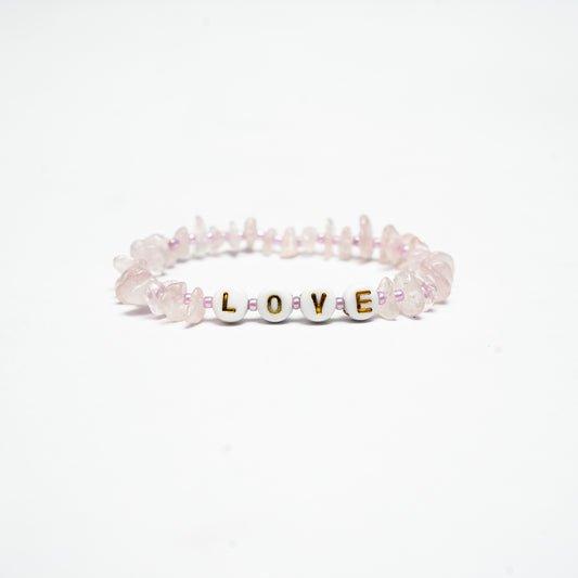 LOVE - Rose Quartz Chip Bracelet