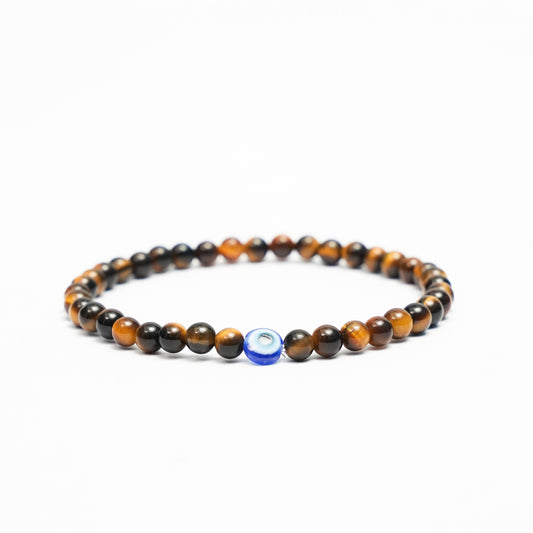Tiger Eye stretchy Bracelet with an evil eye bead