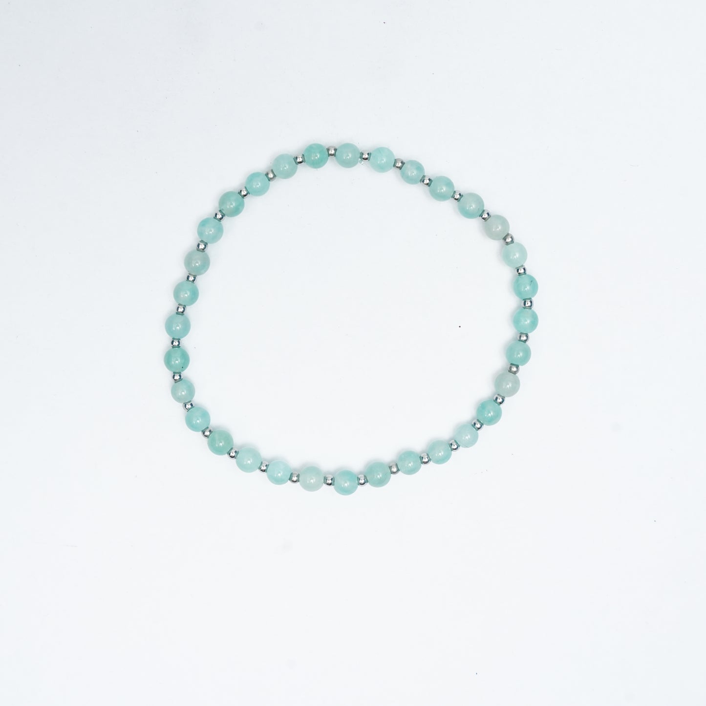 Natural Amazonite Stretchy bracelet with Stainless steel beads
