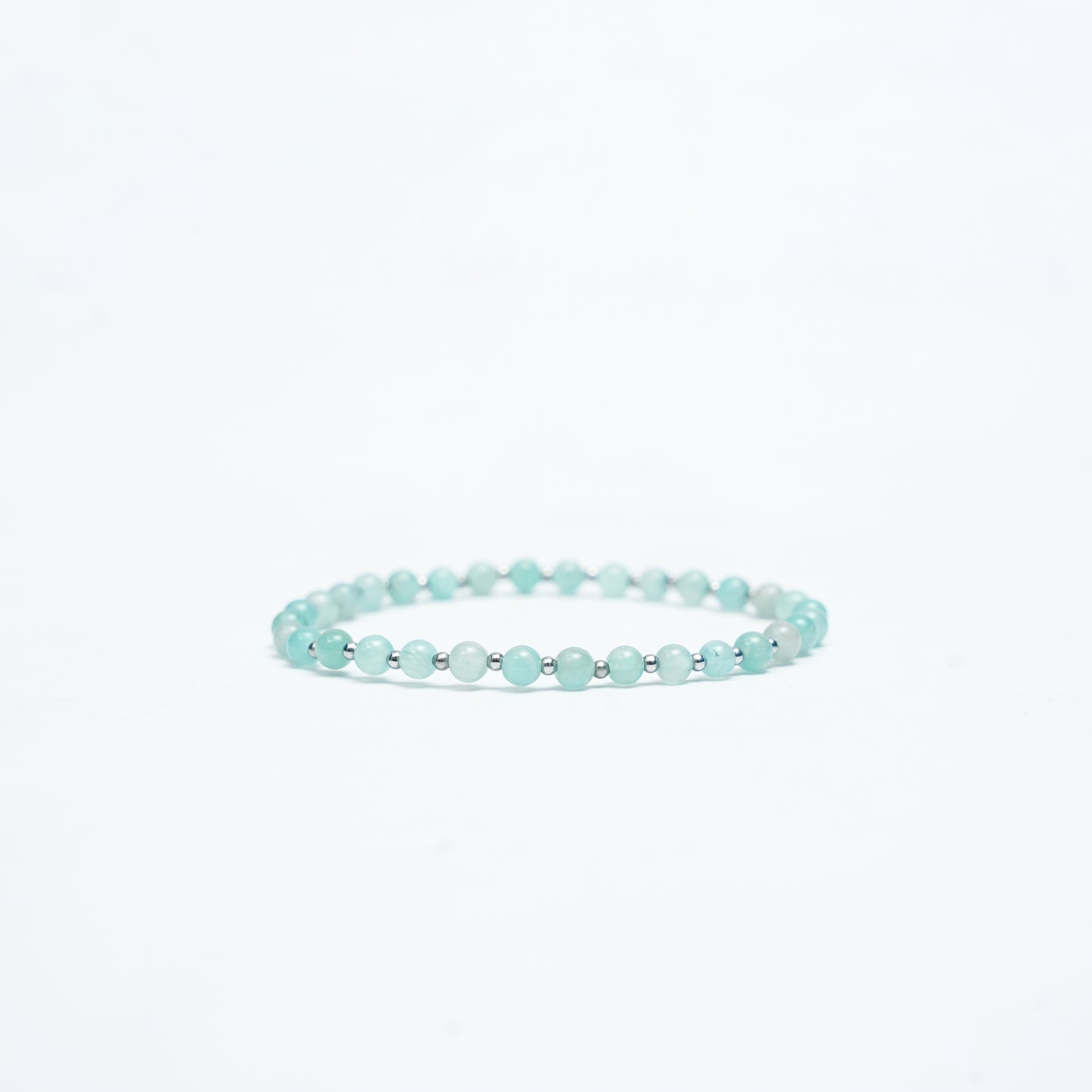 Natural Amazonite Stretchy bracelet with Stainless steel beads