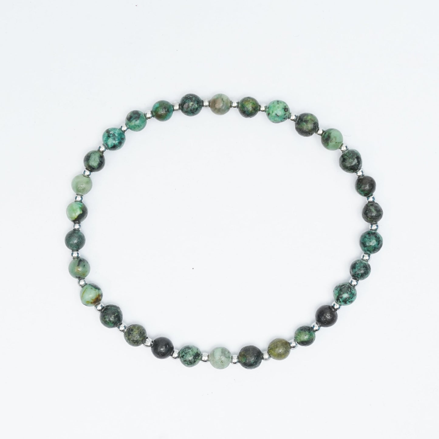 Natural African Turquoise stretchy bracelet with Stainless steel beads