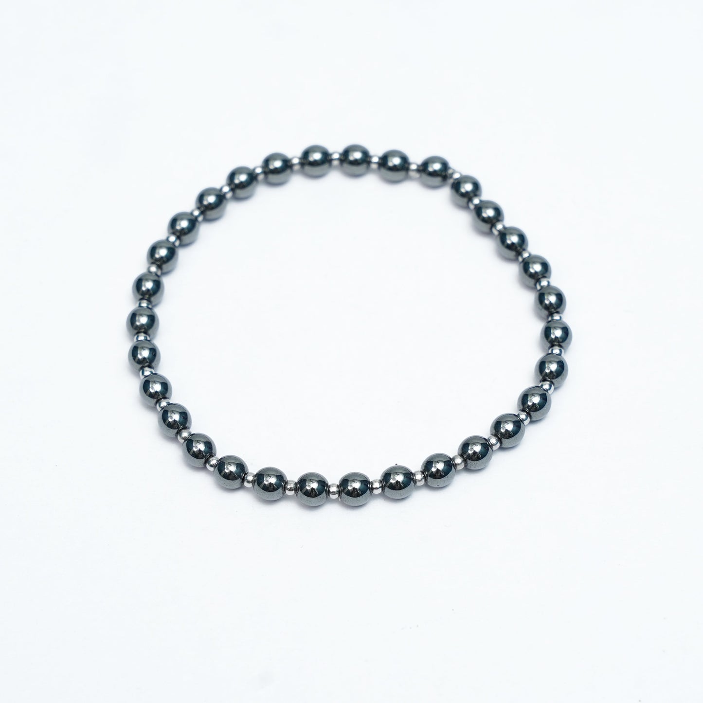 Natural Hematite Stretchy bracelet with Stainless steel beads
