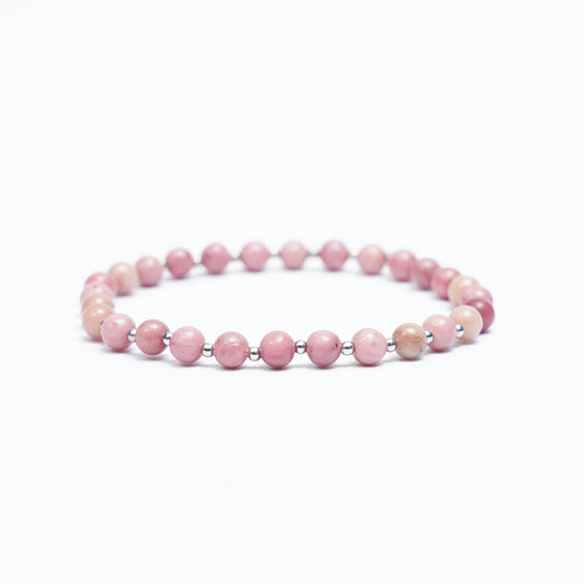 Natural Rhodonite stretchy bracelet with Stainless steel beads
