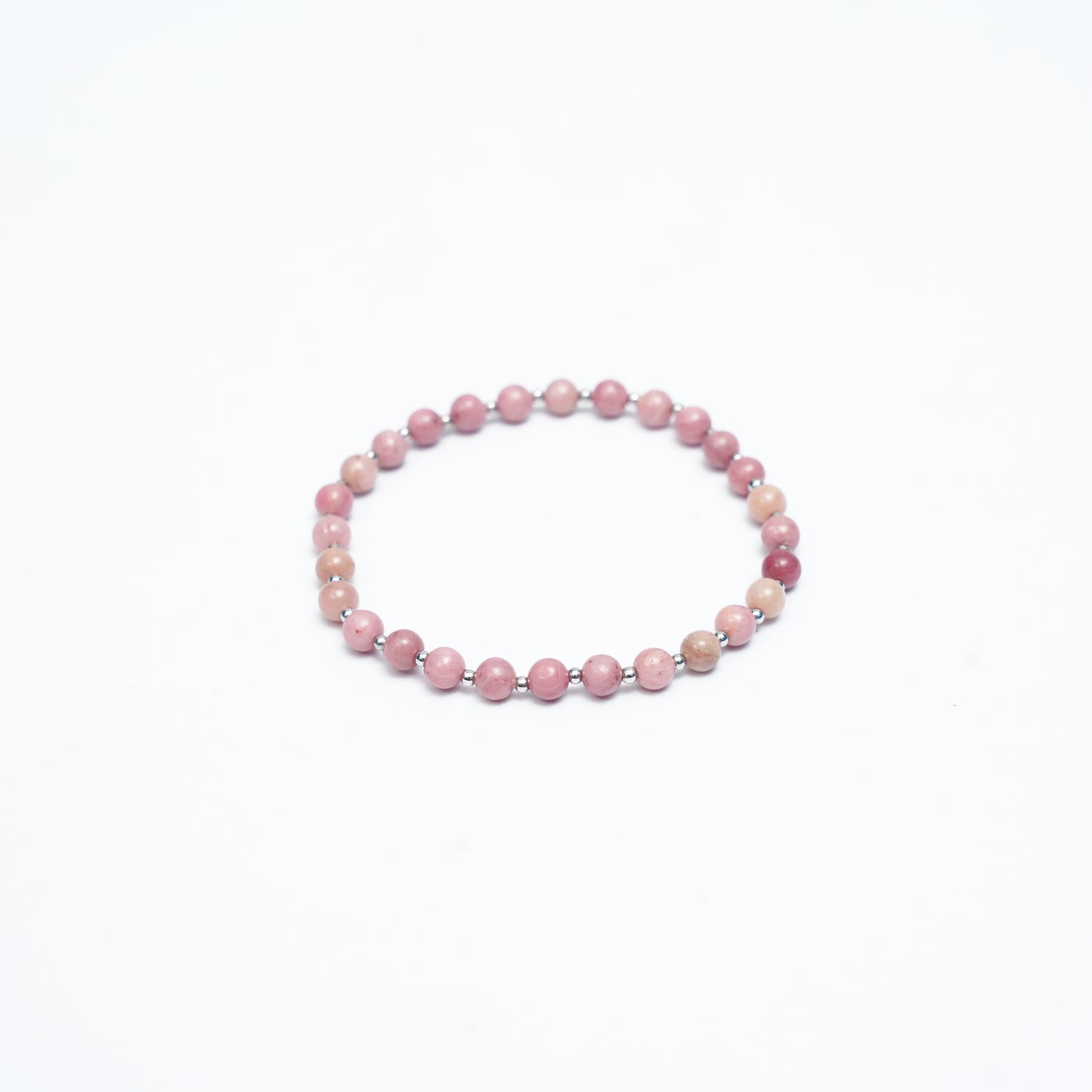 Natural Rhodonite stretchy bracelet with Stainless steel beads