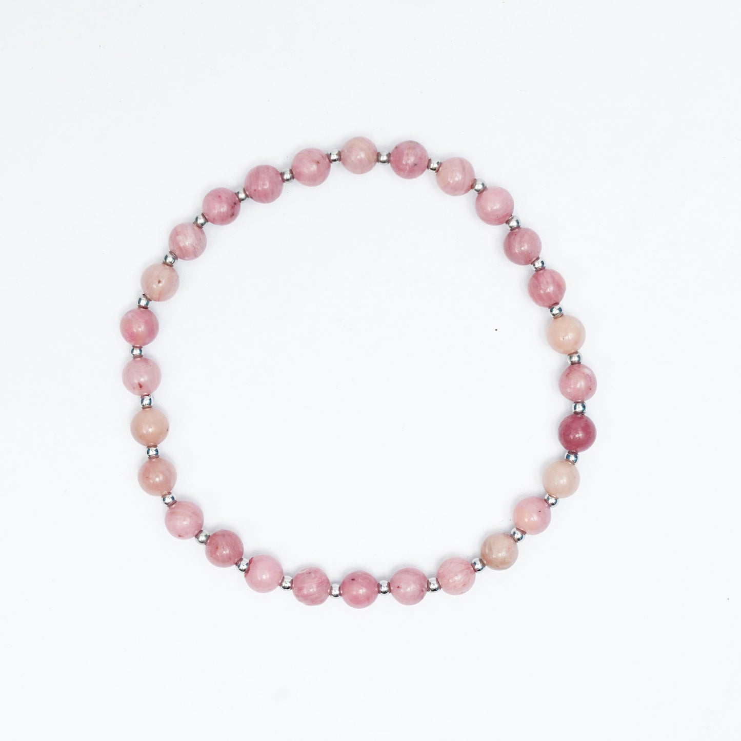 Natural Rhodonite stretchy bracelet with Stainless steel beads