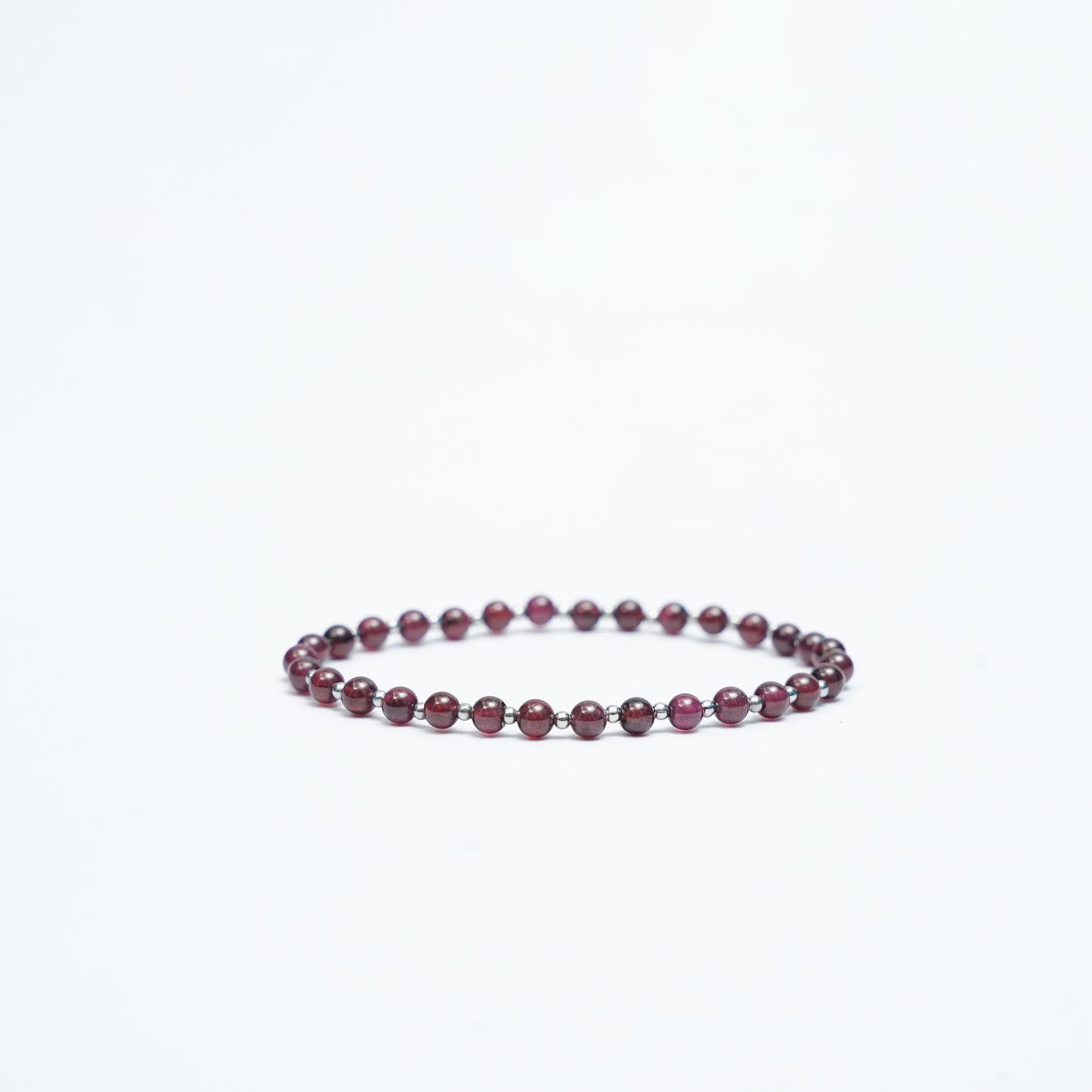 Natural Garnet stretchy bracelet with Stainless steel beads