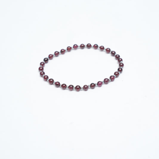 Natural Garnet stretchy bracelet with Stainless steel beads