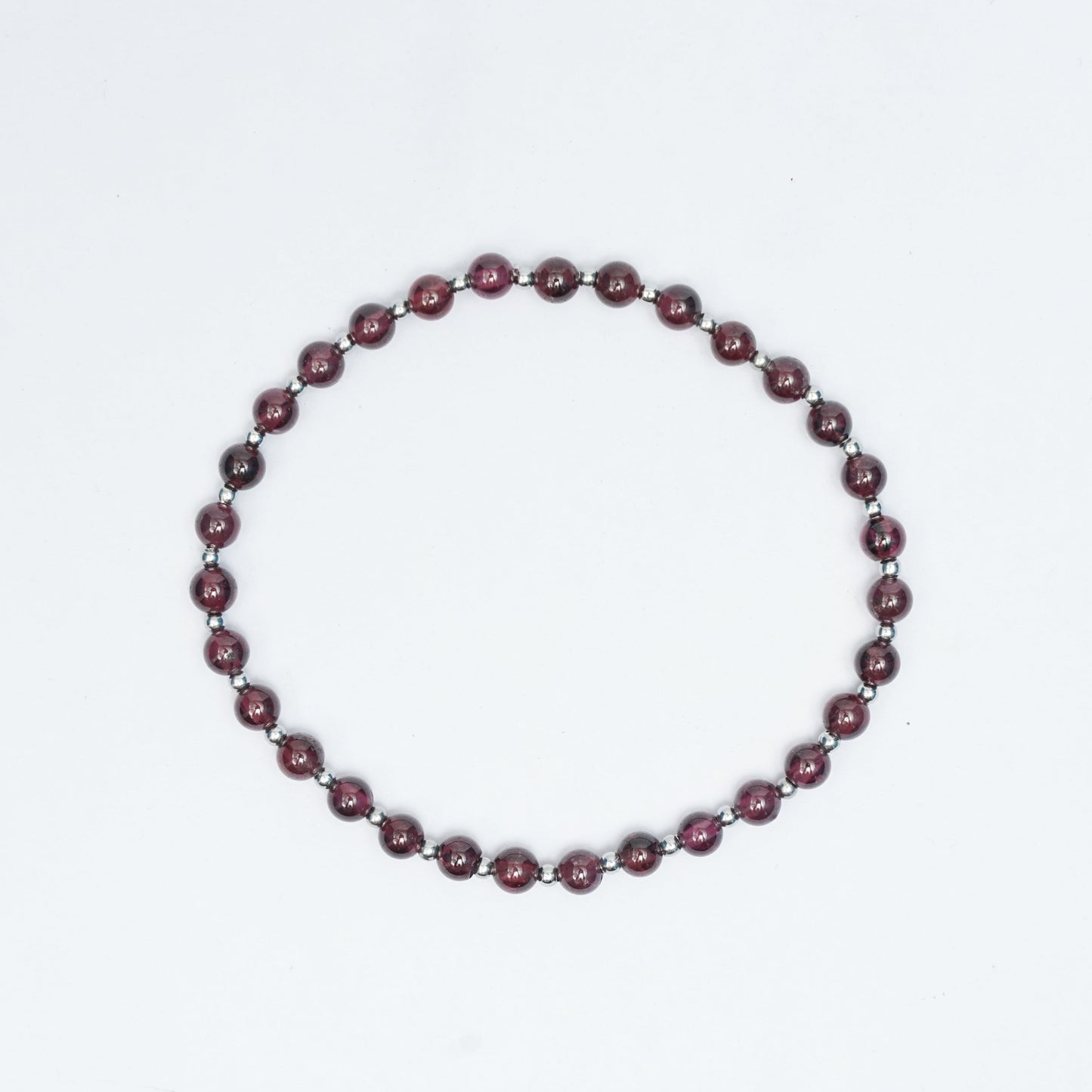 Natural Garnet stretchy bracelet with Stainless steel beads