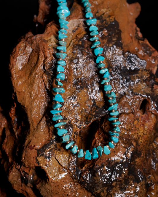 Natural Turquoise Chip bead Necklace - adjustable length