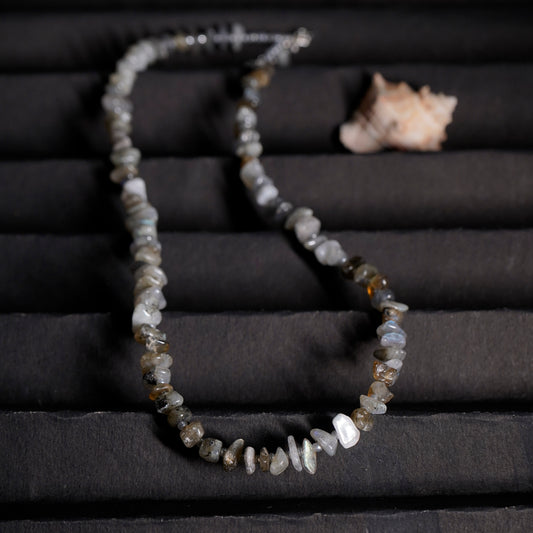 Natural Labradorite Chip bead Necklace - adjustable length