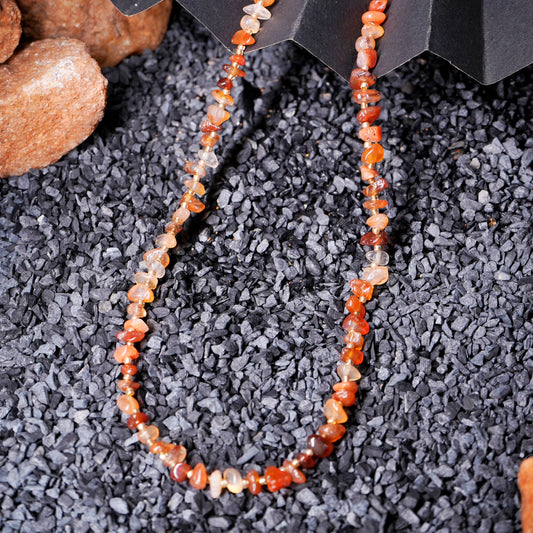 Natural Carnelian Chip bead Necklace - adjustable length