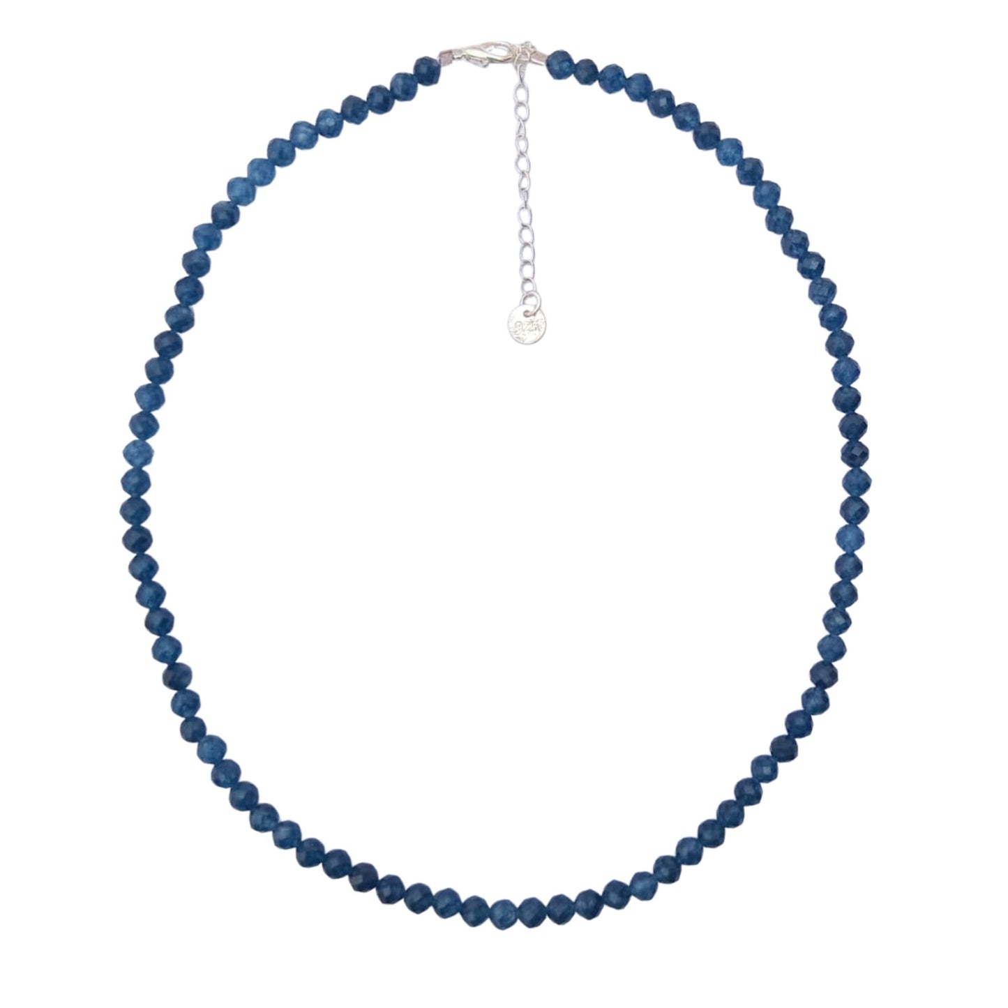 Dainty Faceted Sapphire Necklace - 4mm Natural Gemstones & Sterling Silver Clasp