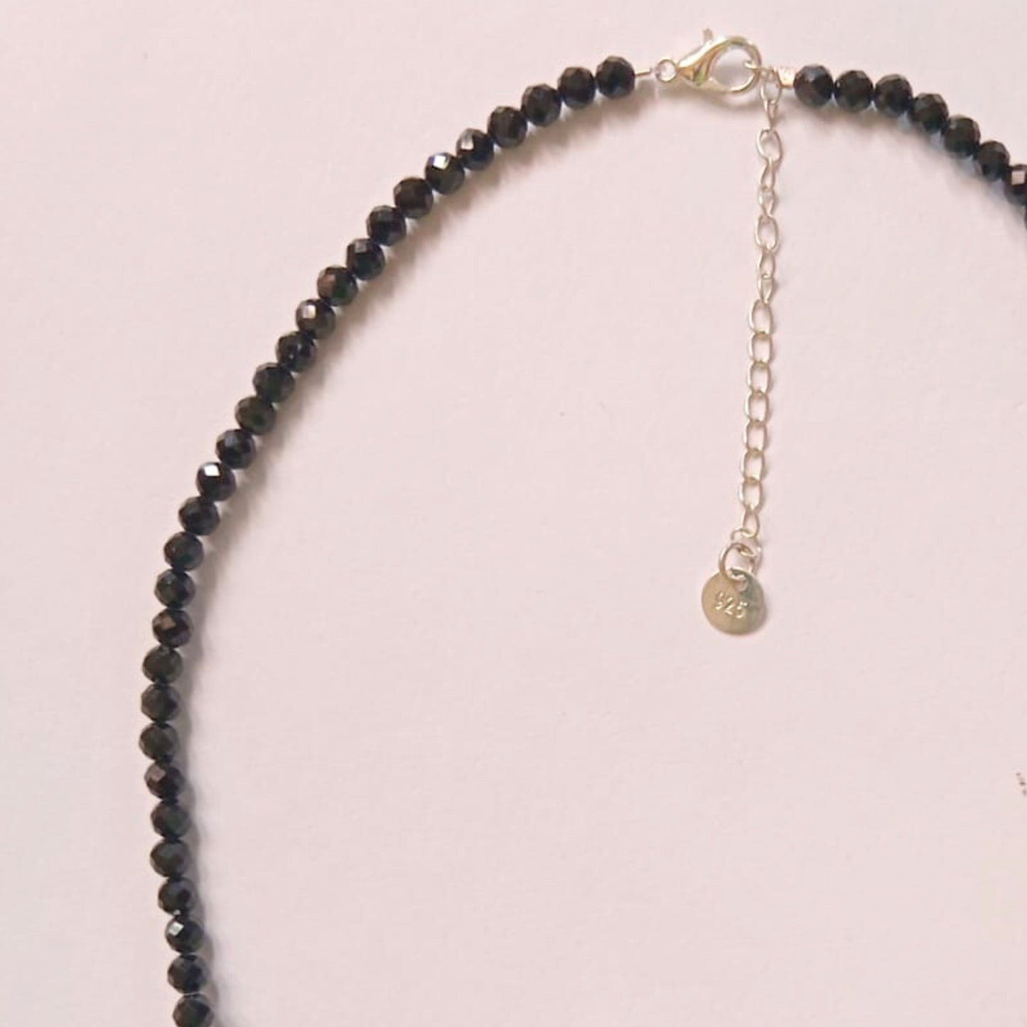 Dainty Faceted Black Tourmaline Necklace - 4mm Natural Gemstones & Sterling Silver Clasp