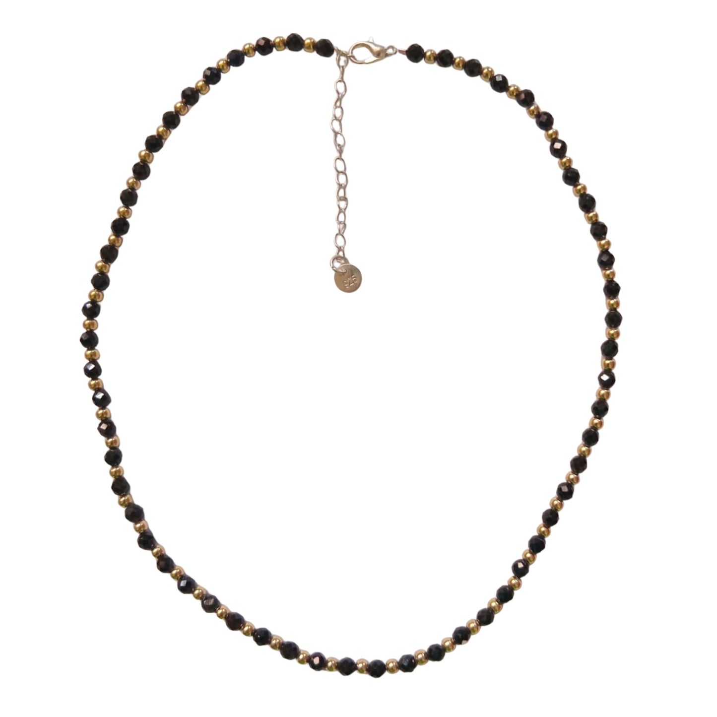 Dainty Faceted Black Tourmaline Necklace - 4mm Natural Gemstones & Sterling Silver Clasp