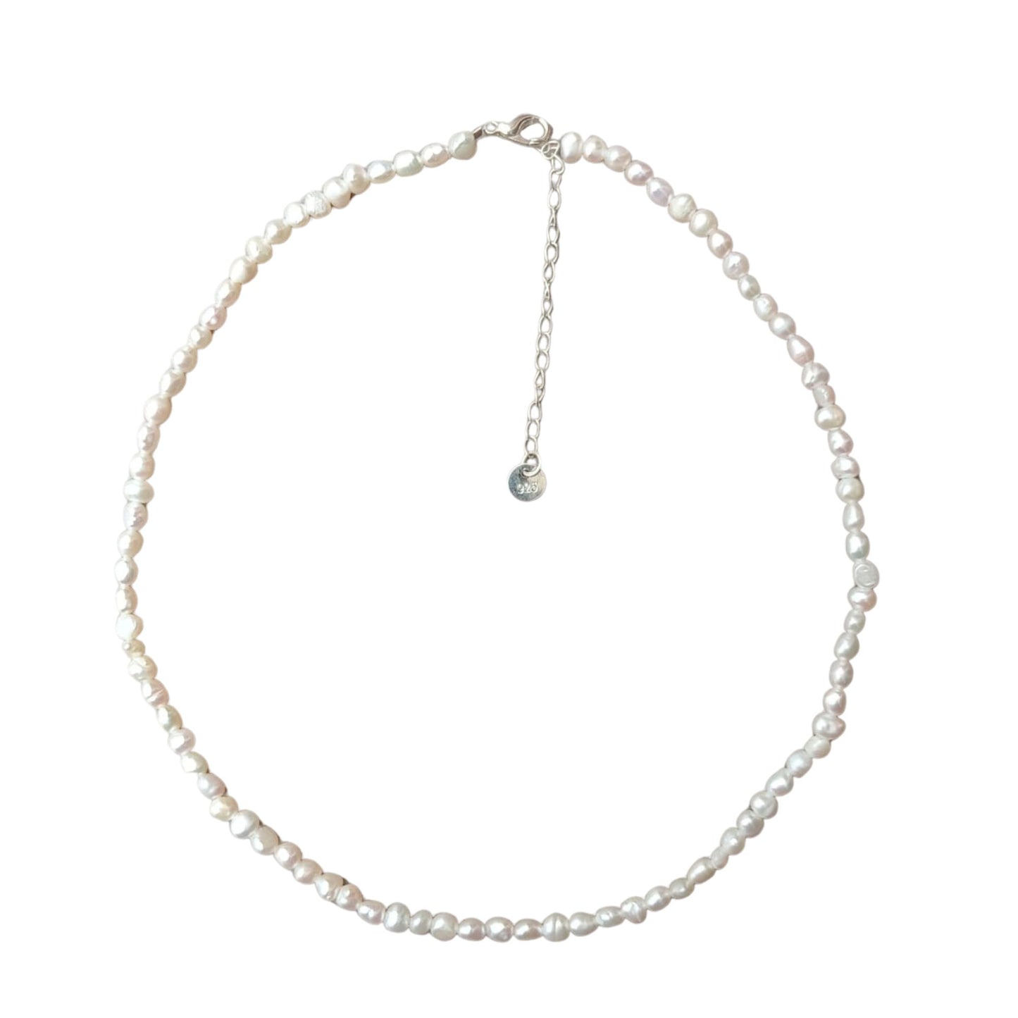 Dainty Pearl Necklace - 3-4mm Natural Pearl & Sterling Silver Clasp