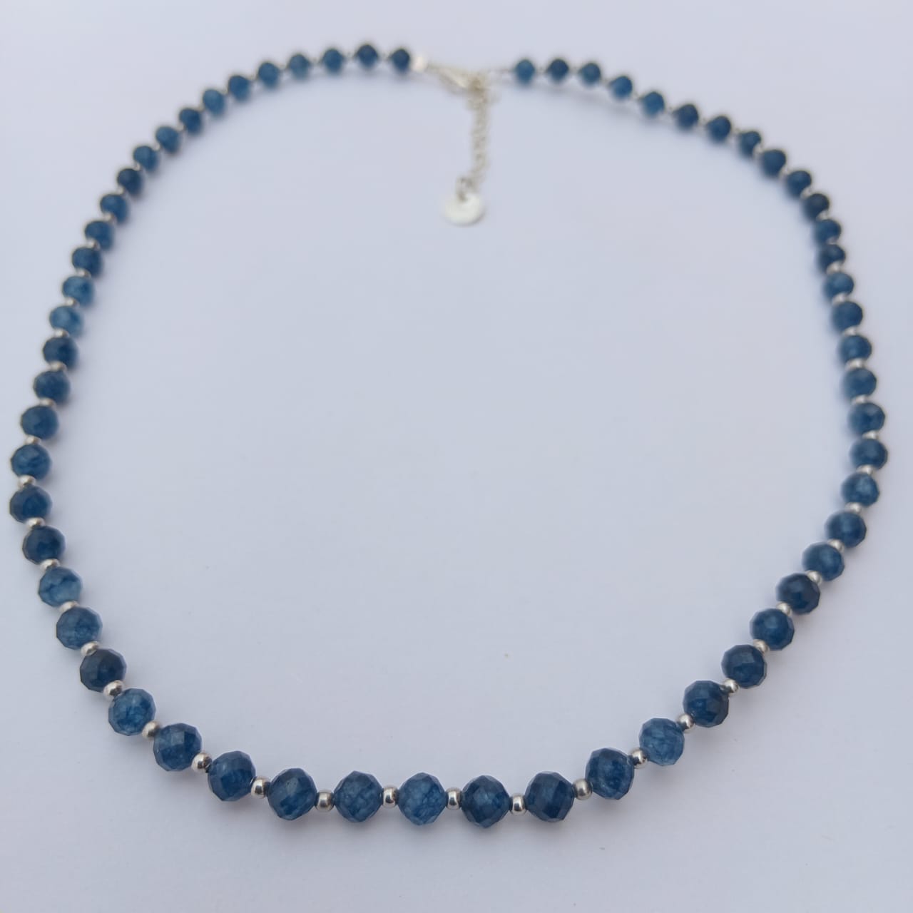Dainty Faceted Sapphire Necklace - 4mm Natural Gemstones & Sterling Silver Clasp