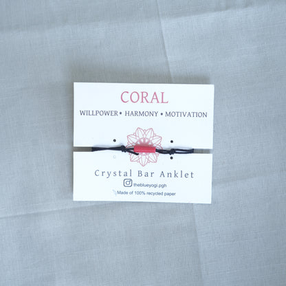 Coral - Crystal Bar Anklet - Adjustable