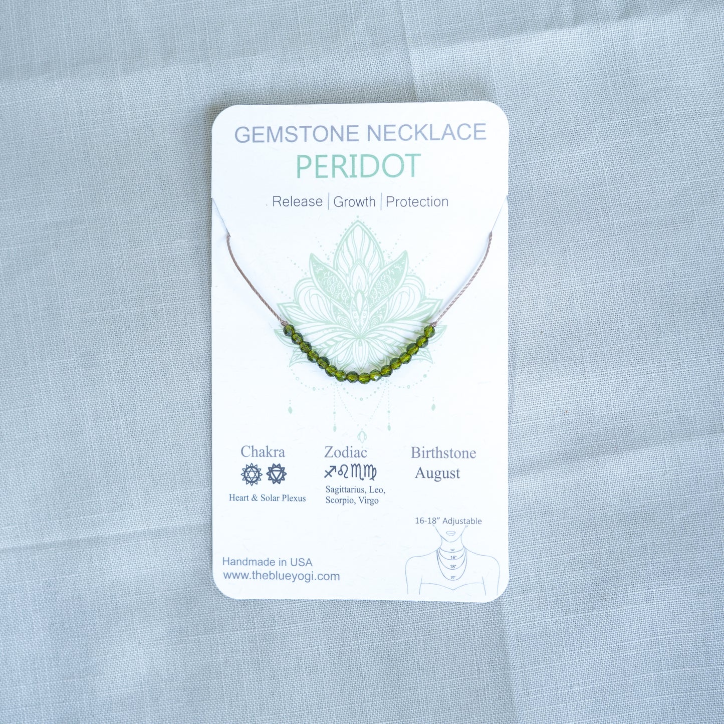 Dainty Peridot and Sterling silver Necklace - August Birthstone